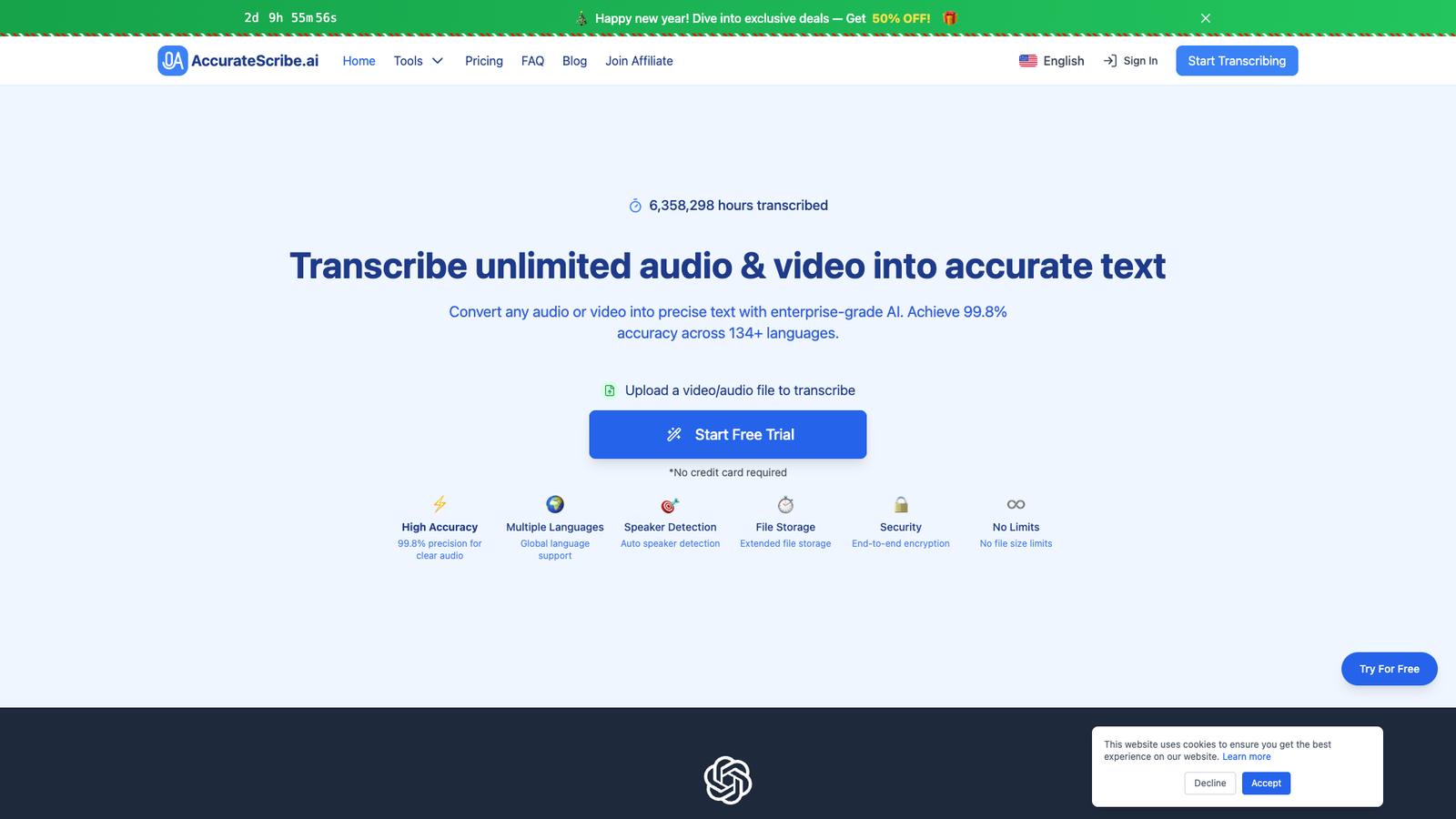 AccurateScribe — интерфейс нейросети