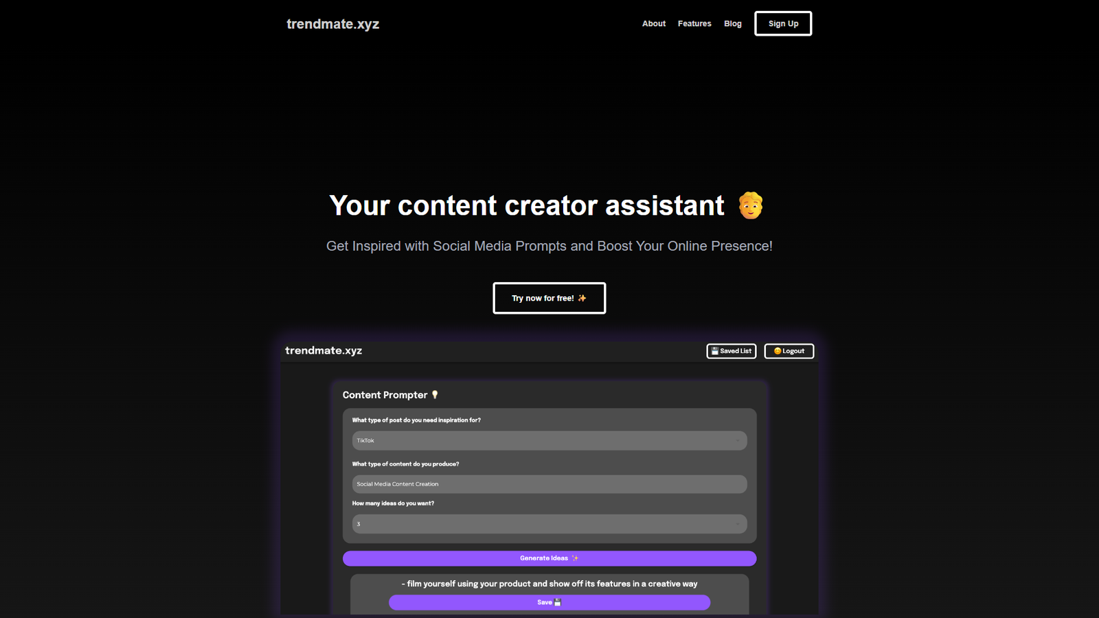 Trendmate — интерфейс нейросети Trendmate — интерфейс нейросети