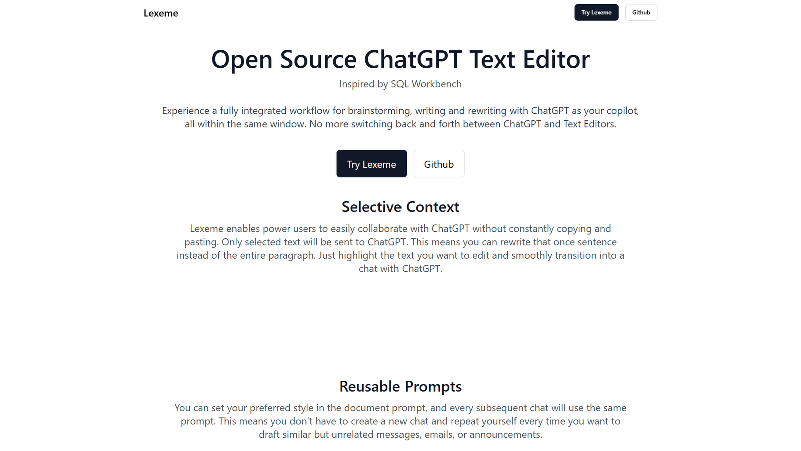 Lexeme – Open Source ChatGPT Text Editor — интерфейс нейросети Lexeme – Open Source ChatGPT Text Editor — интерфейс нейросети
