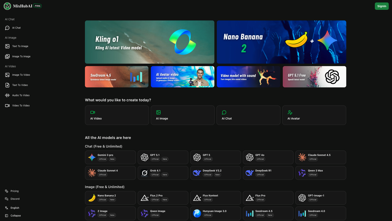 MixHub AI — интерфейс нейросети