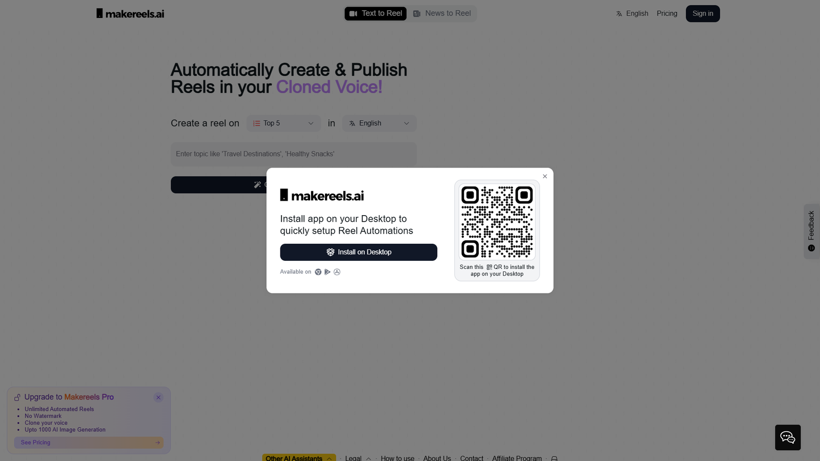 Makereels AI — интерфейс нейросети Makereels AI — интерфейс нейросети