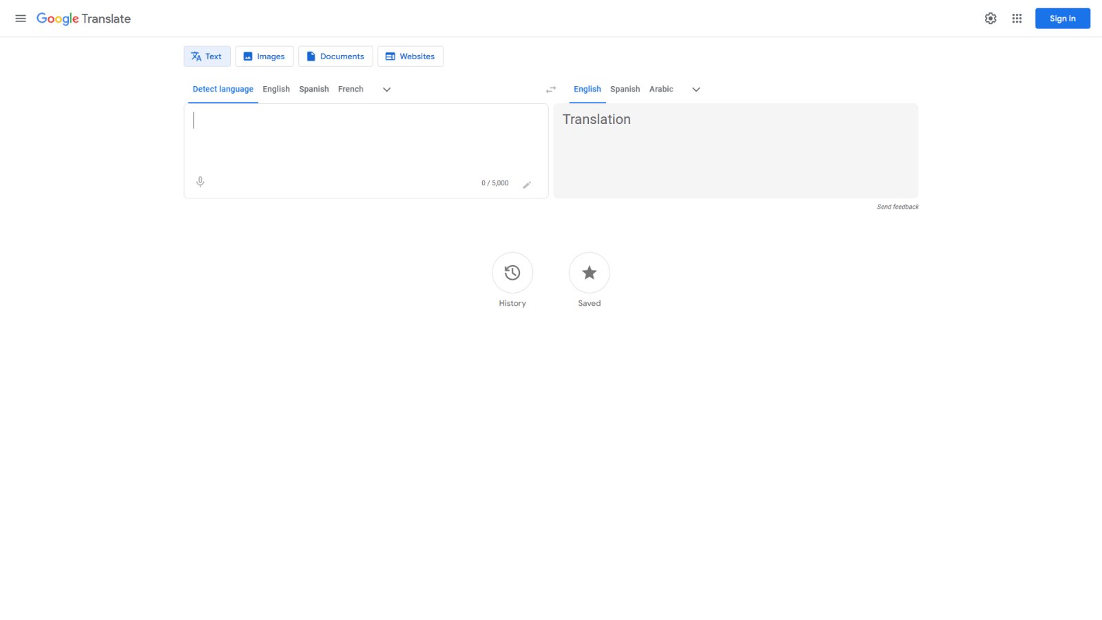 Google Translate нейросеть Главная страница