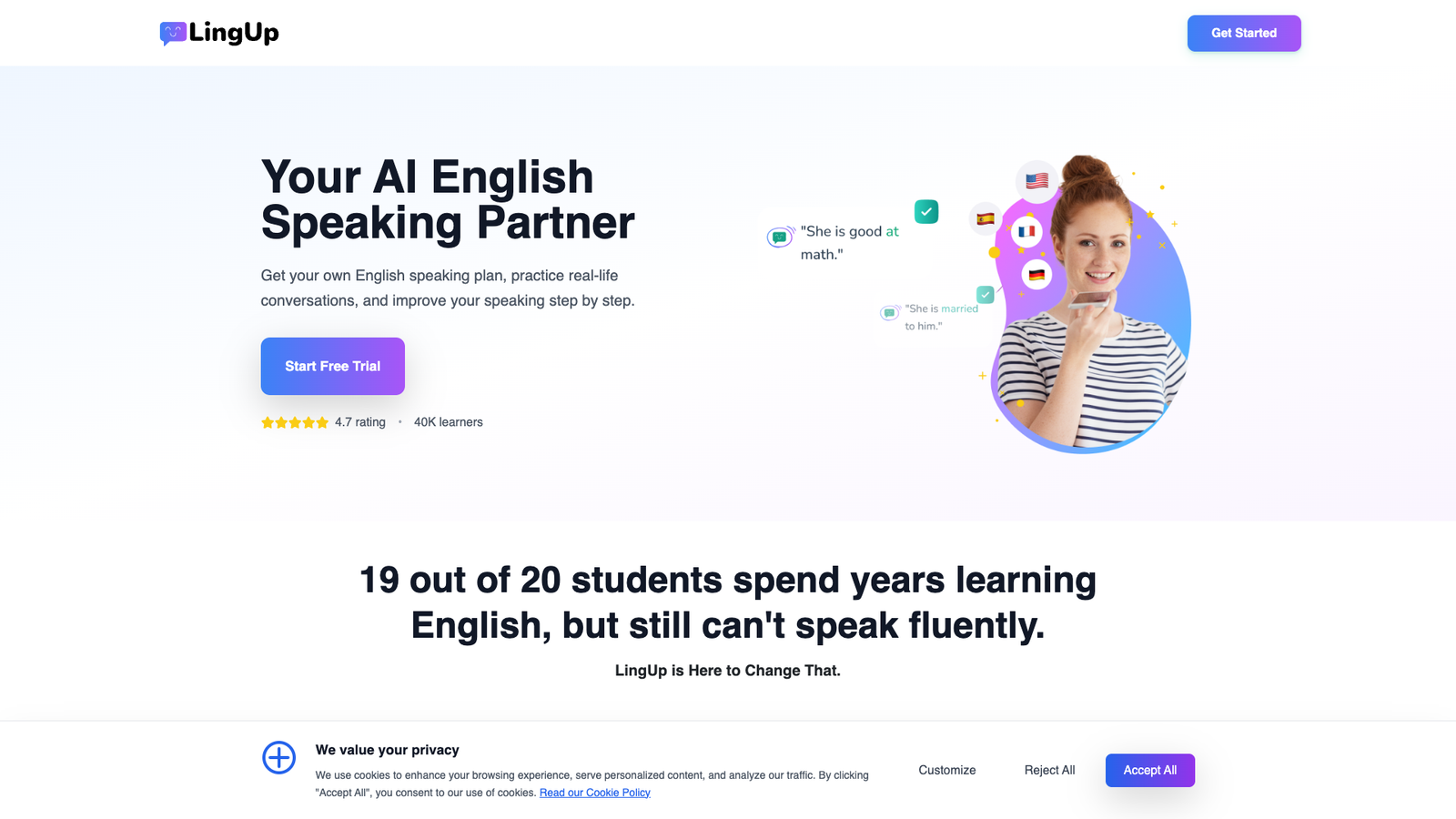 LingUp — интерфейс нейросети