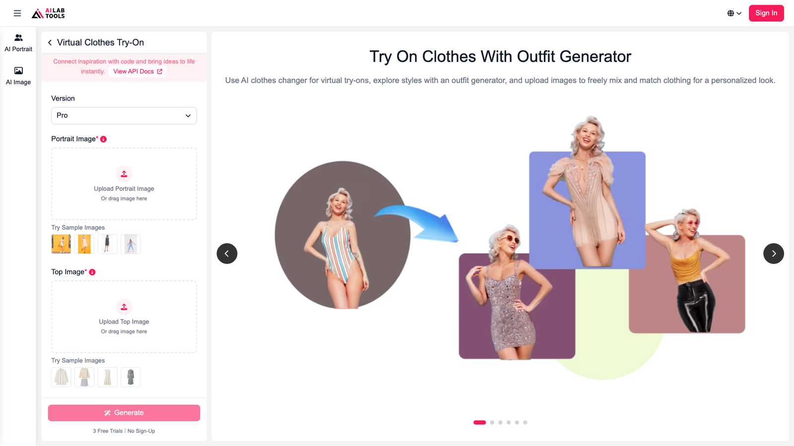 AI Outfit Generator — интерфейс нейросети