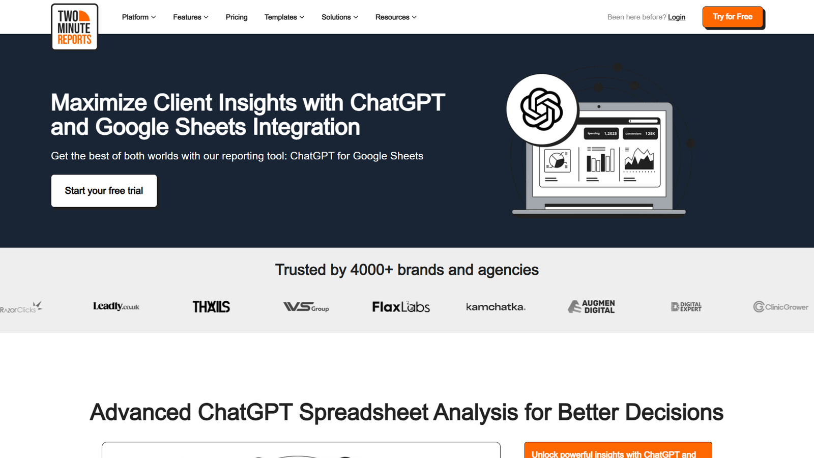 Two Minute Reports ChatGPT для Google Sheets — интерфейс нейросети Two Minute Reports ChatGPT для Google Sheets — интерфейс нейросети