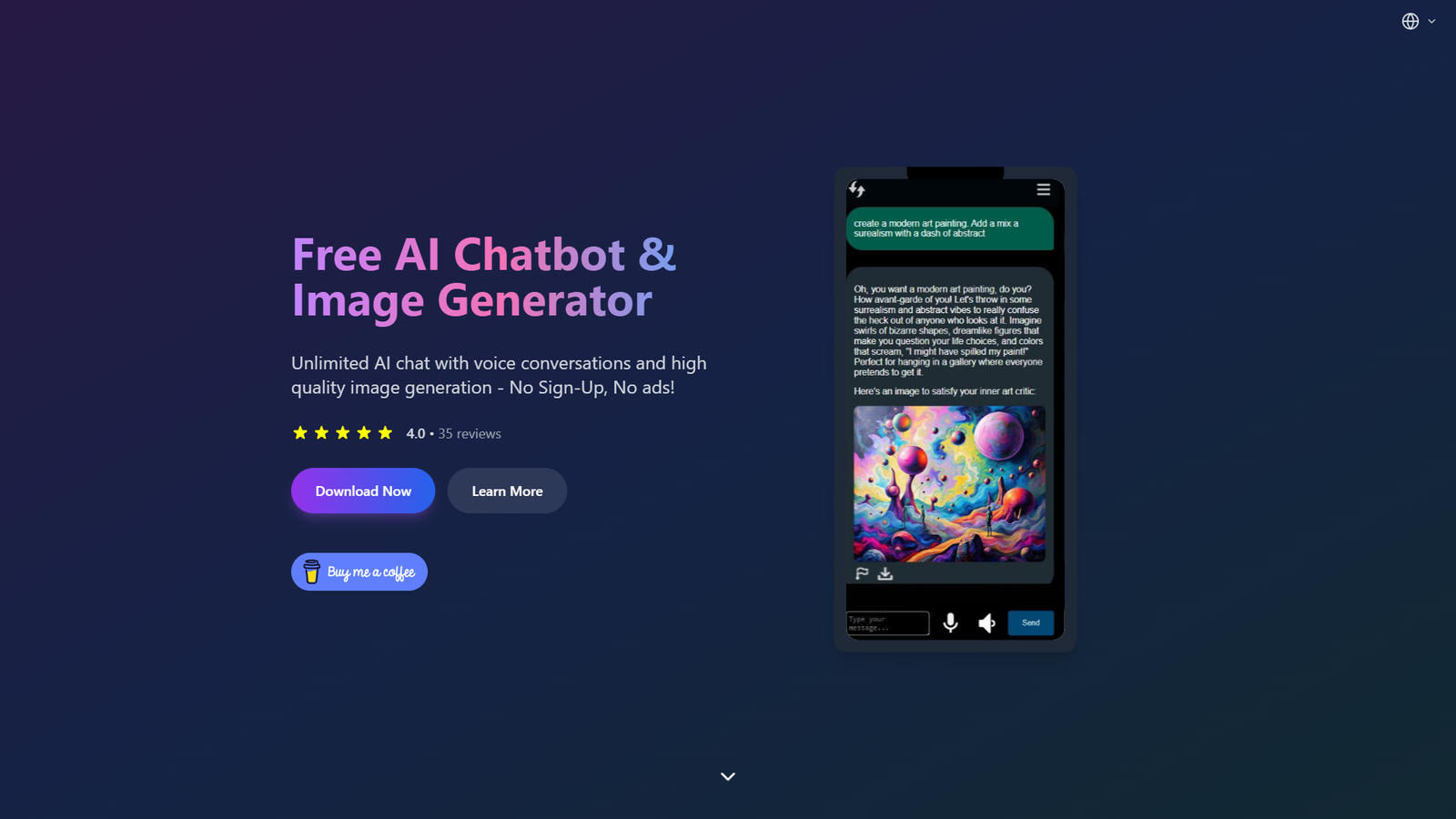 Free AI Chatbot & Image Generator — интерфейс нейросети Free AI Chatbot & Image Generator — интерфейс нейросети
