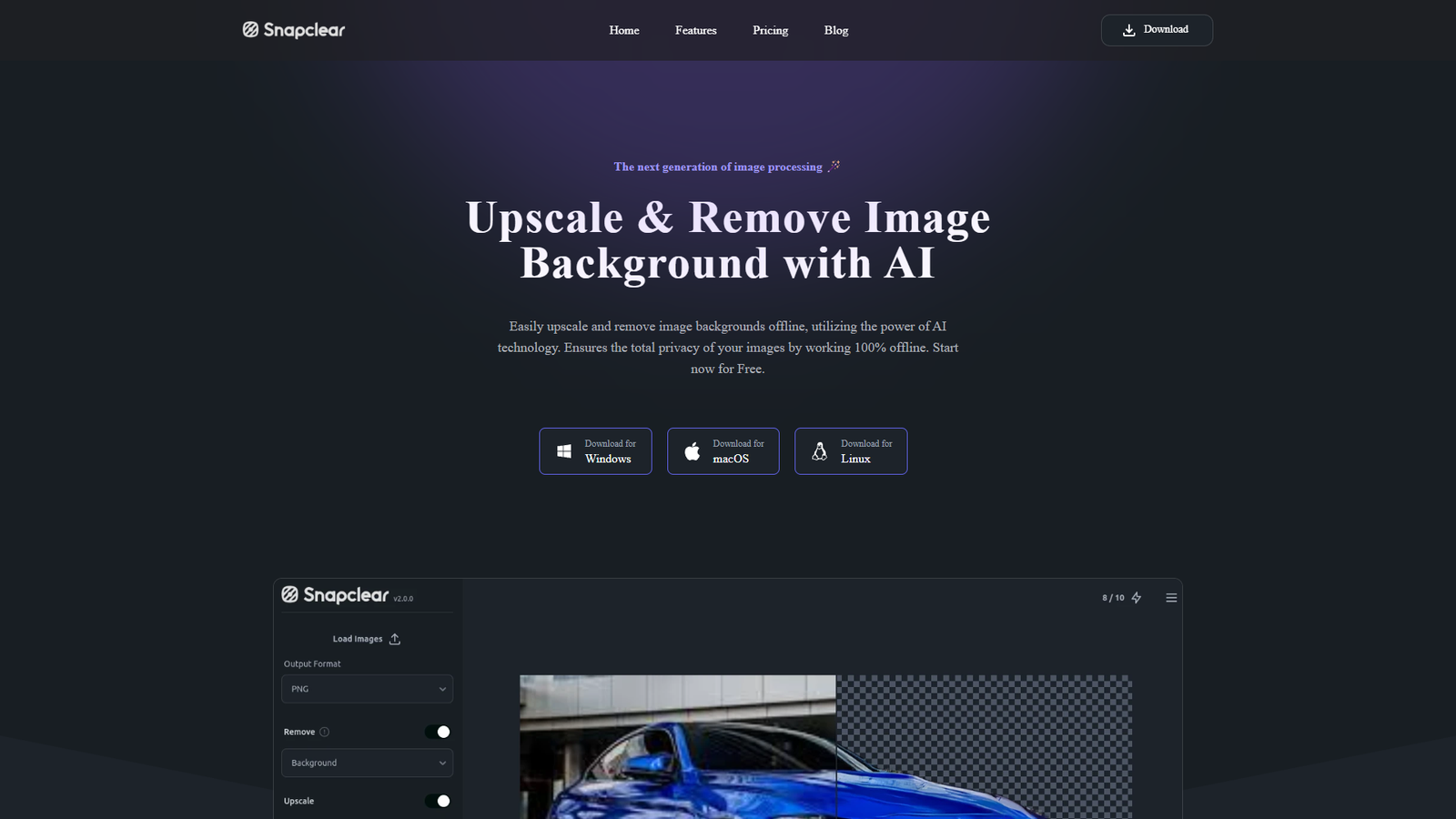 Snapclear — интерфейс нейросети Snapclear — интерфейс нейросети