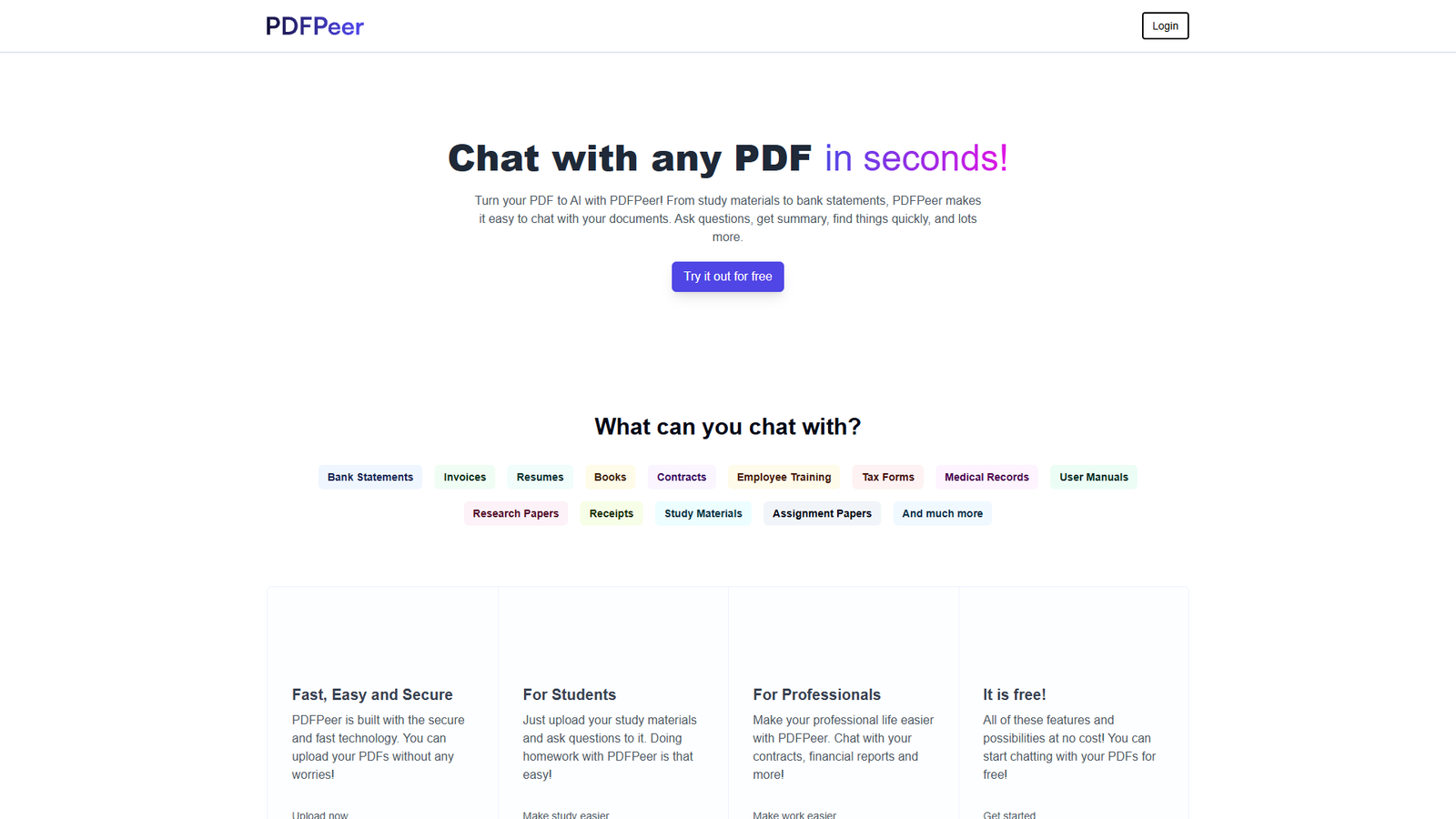 PDFPeer — интерфейс нейросети PDFPeer — интерфейс нейросети