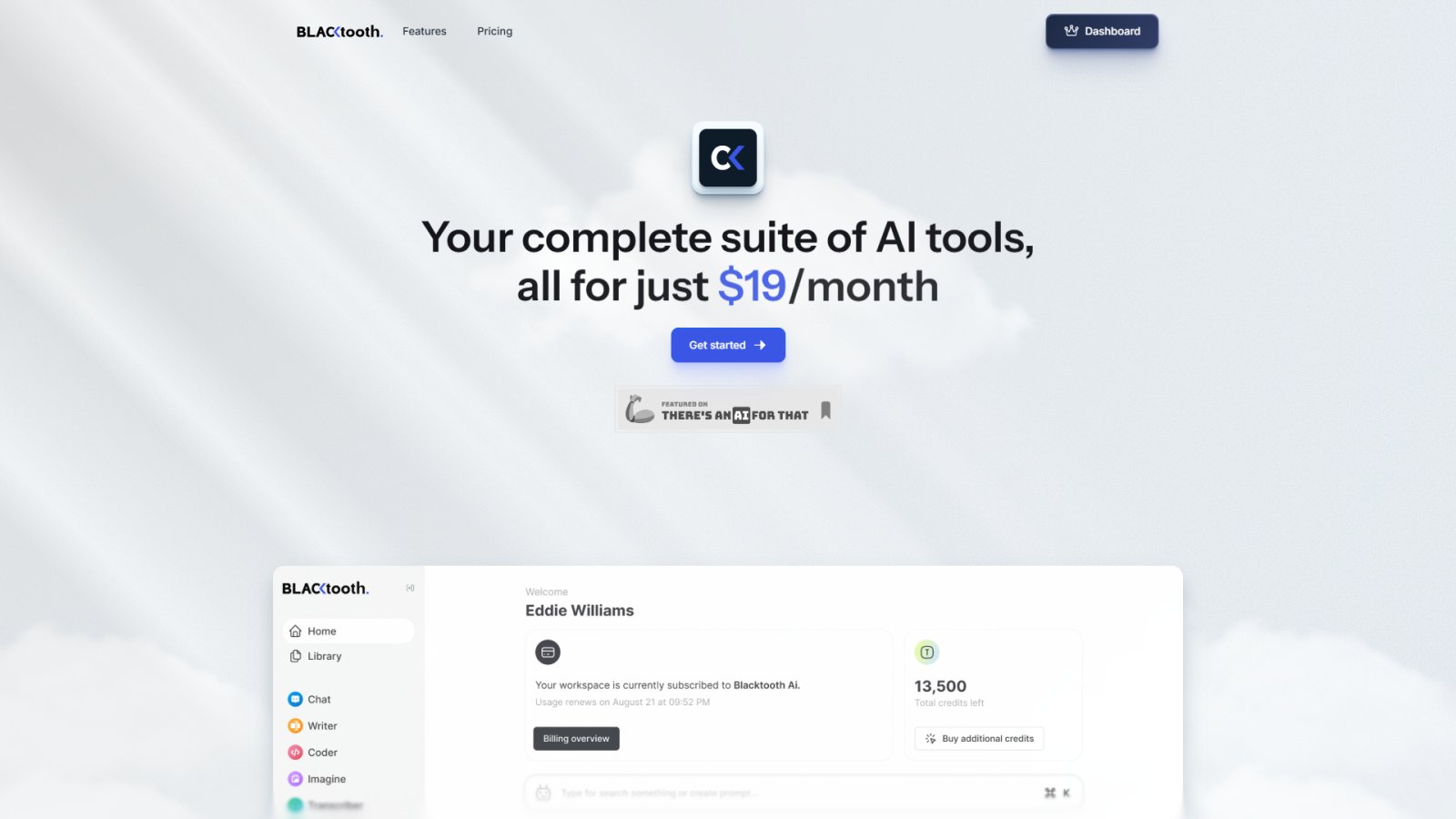 Blacktooth AI нейросеть Главная страница