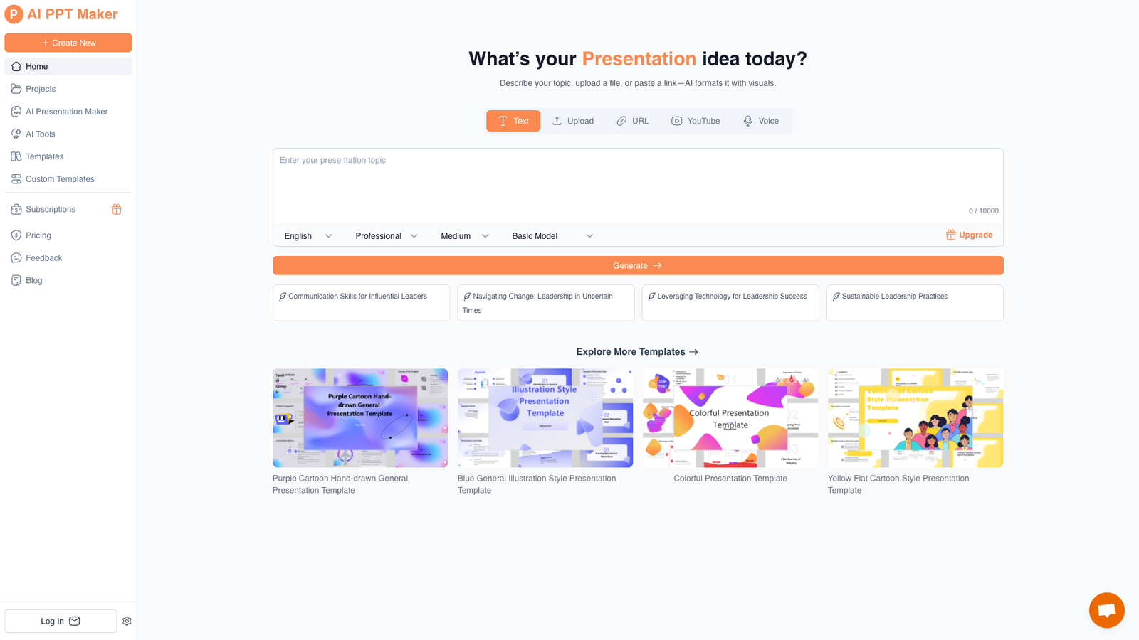 AI PPT Maker — интерфейс нейросети AI PPT Maker — интерфейс нейросети