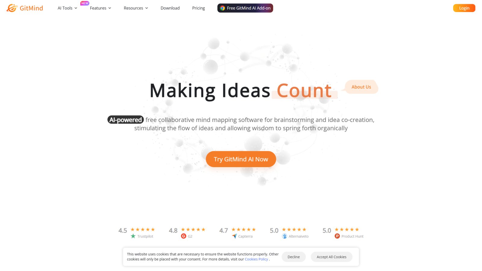 GitMind AI нейросеть Главная страница