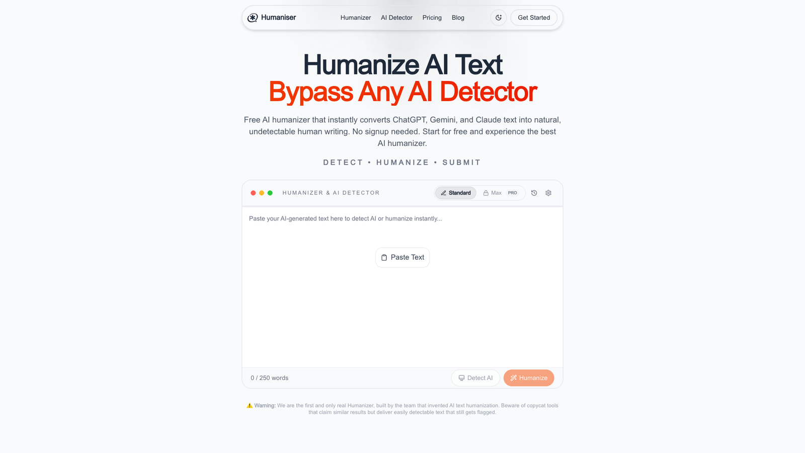 Humaniser — интерфейс нейросети