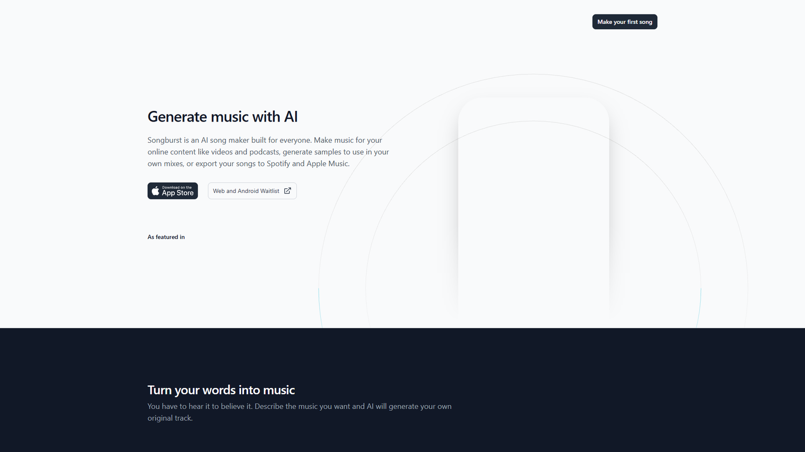Songburst — AI Music Generator — интерфейс нейросети Songburst — AI Music Generator — интерфейс нейросети