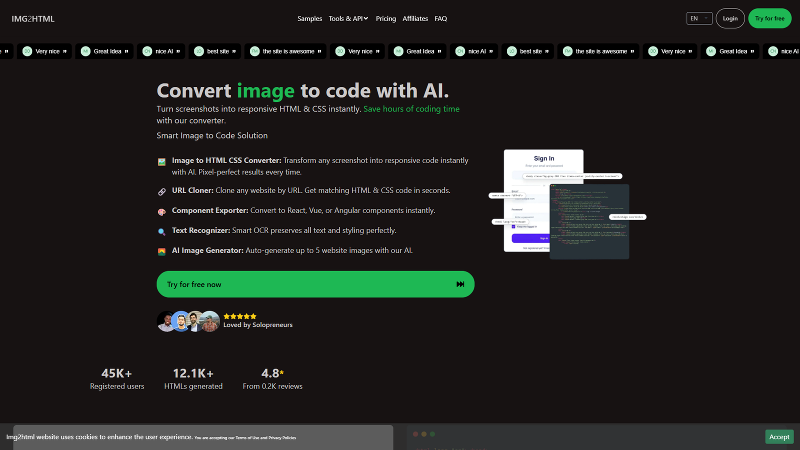 IMG2HTML — интерфейс нейросети IMG2HTML — интерфейс нейросети