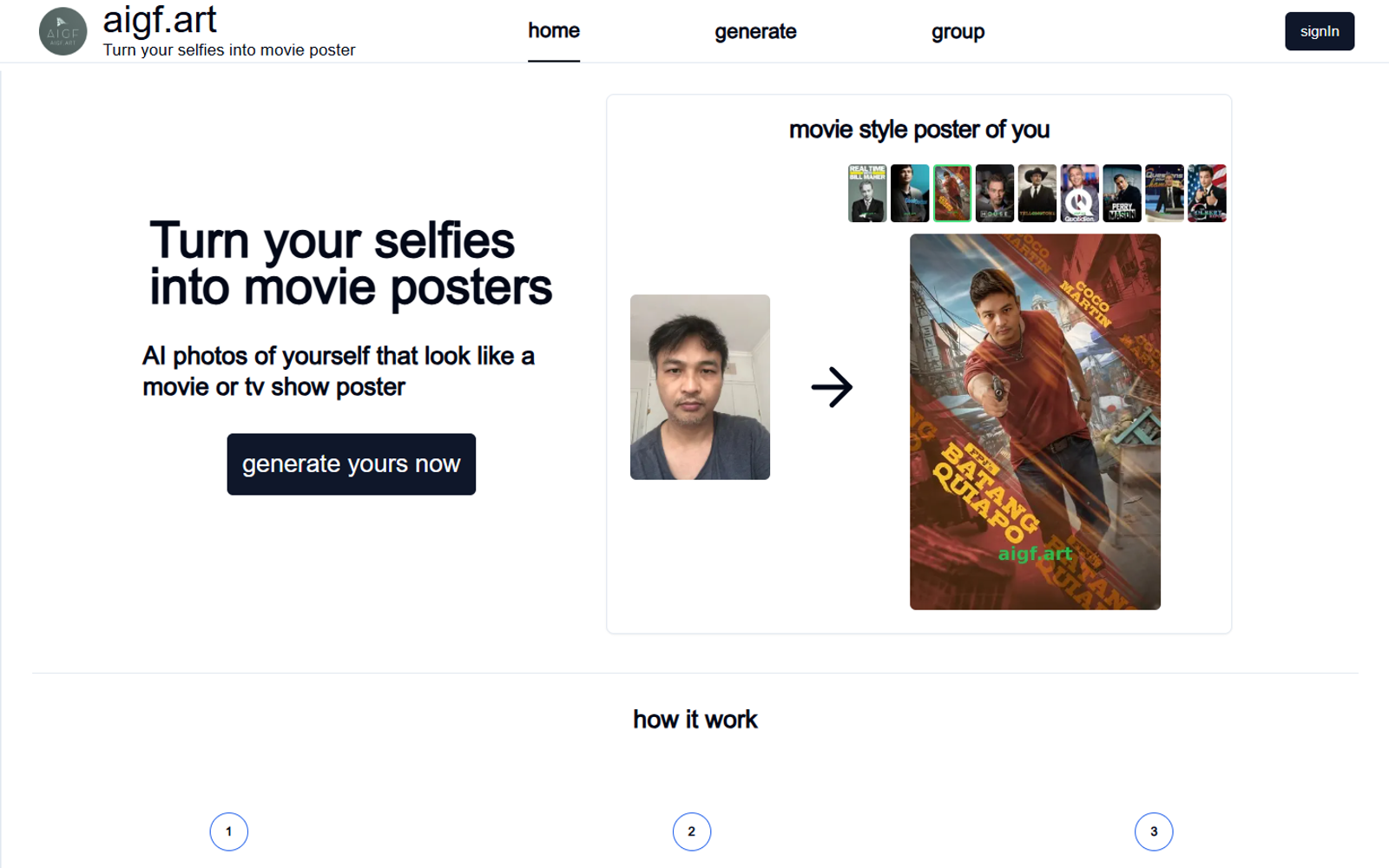 aigf.art — Movie Poster Selfies — интерфейс нейросети aigf.art — Movie Poster Selfies — интерфейс нейросети