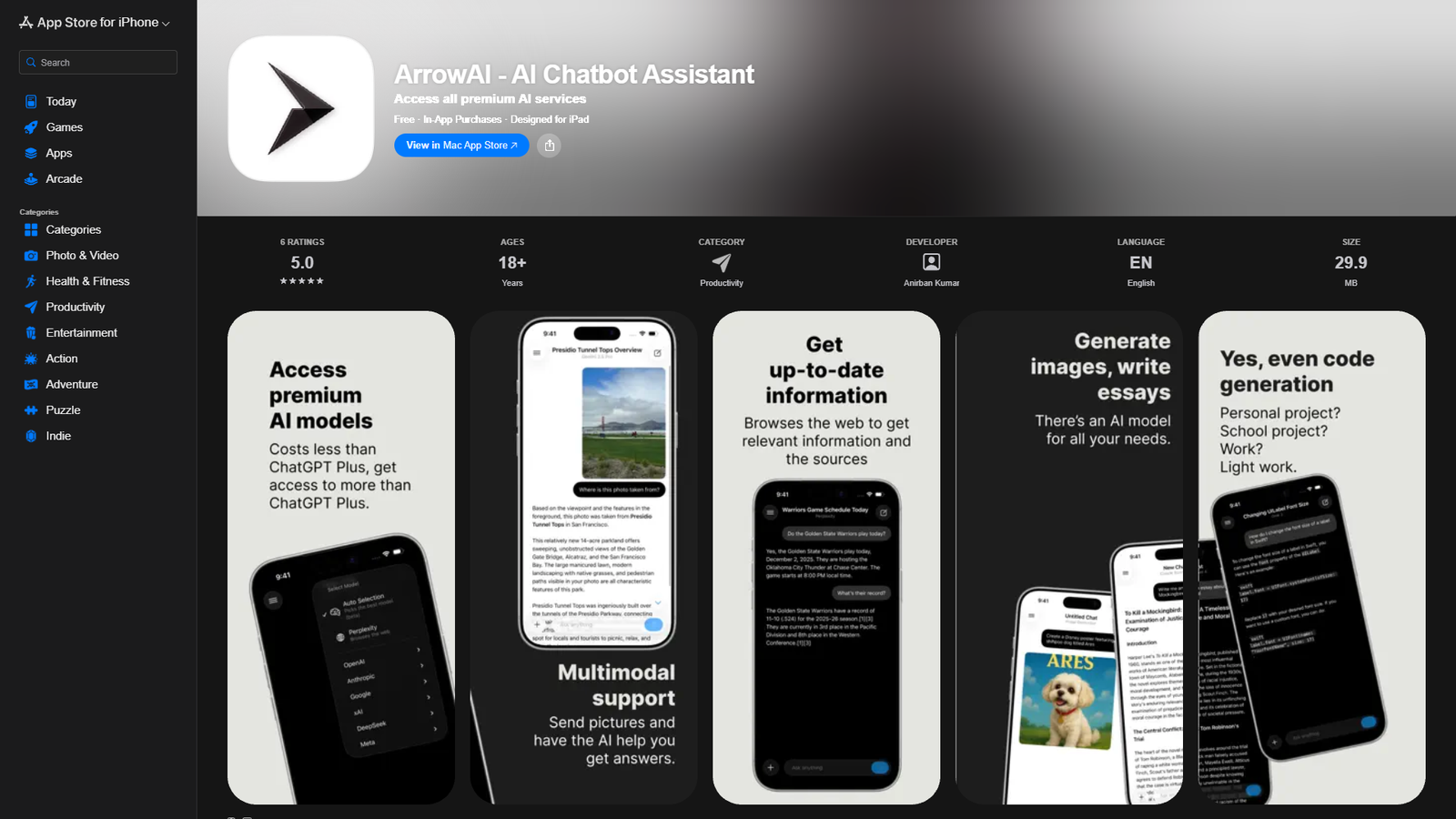 ArrowAI - AI Chatbot Assistant — интерфейс нейросети ArrowAI - AI Chatbot Assistant — интерфейс нейросети
