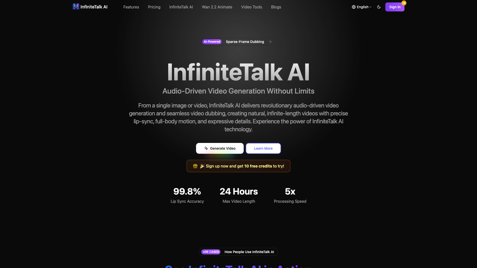 InfiniteTalk AI — интерфейс нейросети InfiniteTalk AI — интерфейс нейросети