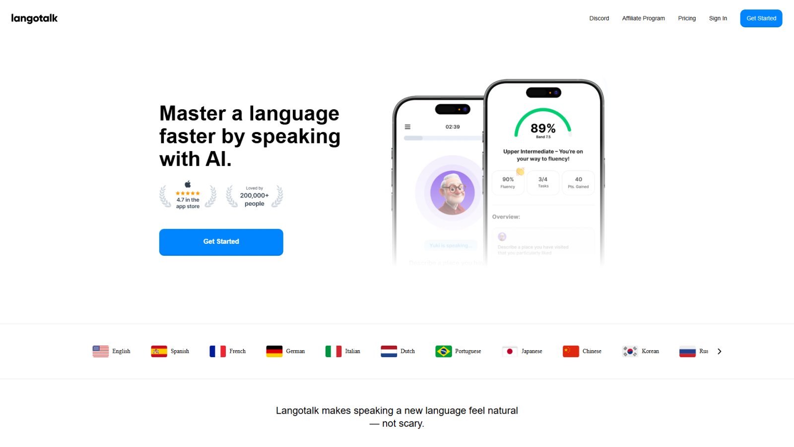 Langotalk нейросеть Главная страница