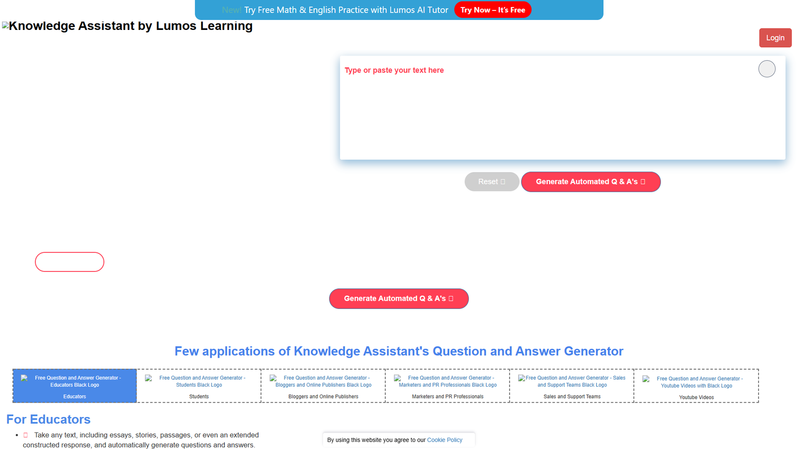 Lumos Free Question and Answer Generator — интерфейс нейросети Lumos Free Question and Answer Generator — интерфейс нейросети