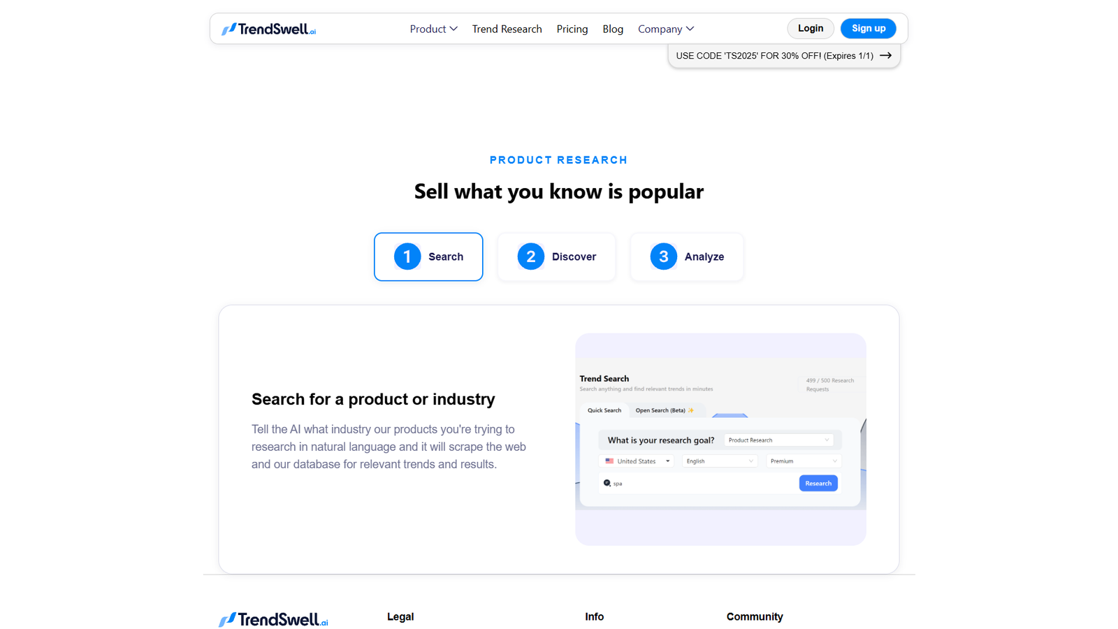 TrendSwell Product Research — интерфейс нейросети TrendSwell Product Research — интерфейс нейросети