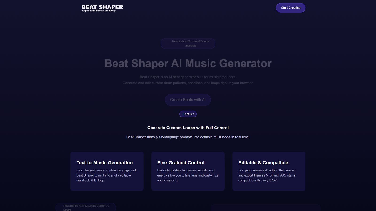 Beat Shaper — интерфейс нейросети Beat Shaper — интерфейс нейросети