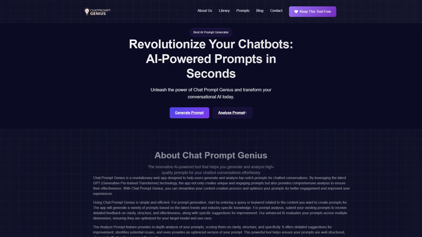 Chat Prompt Genius нейросеть Главная страница