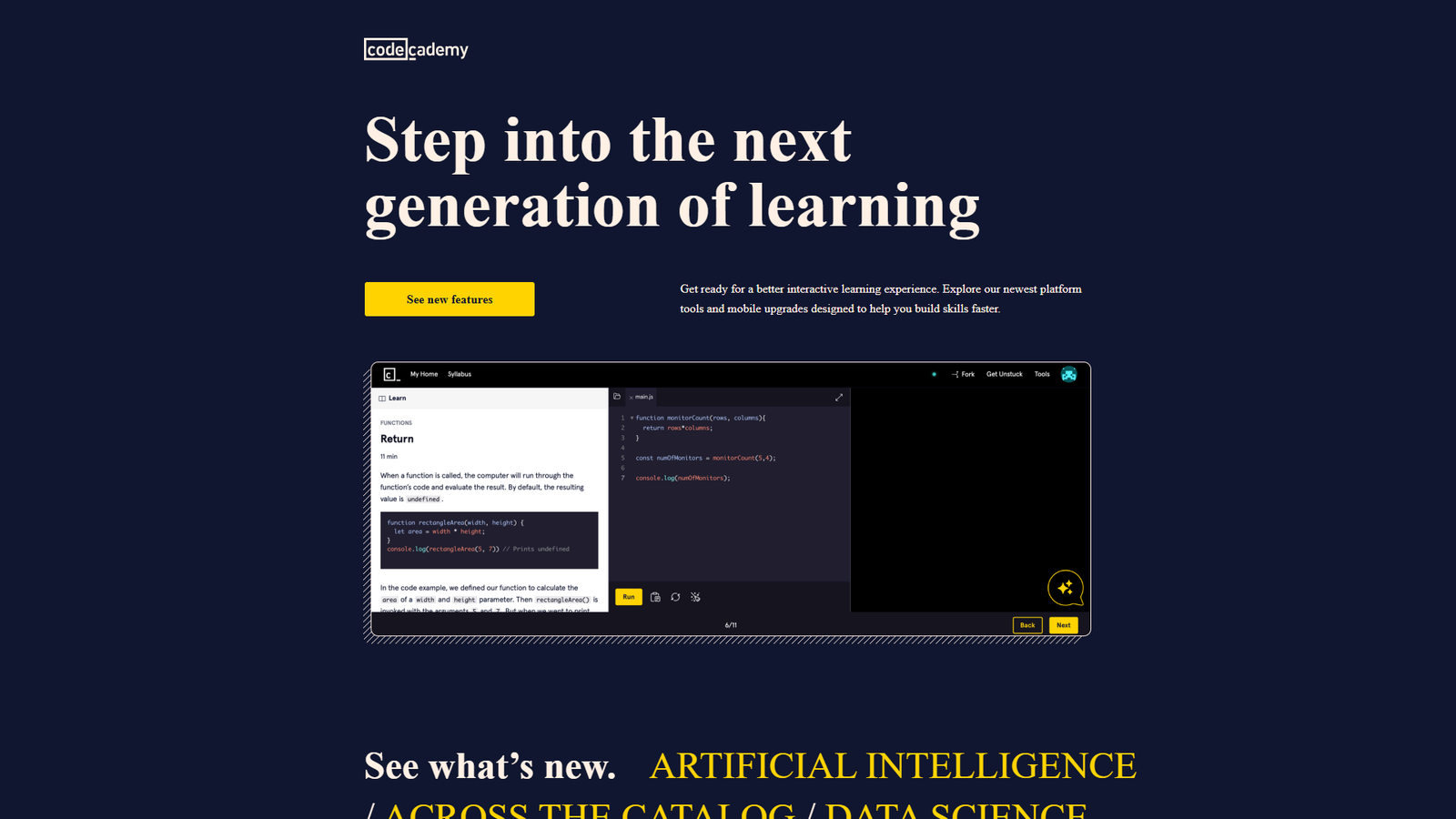 Codecademy AI Learning Tools — интерфейс нейросети Codecademy AI Learning Tools — интерфейс нейросети