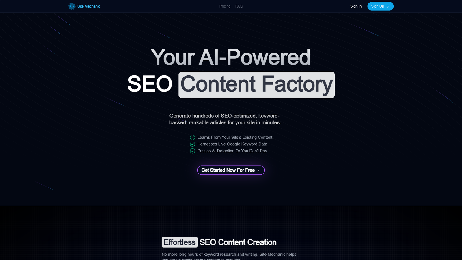 Site Mechanic — интерфейс нейросети Site Mechanic — интерфейс нейросети