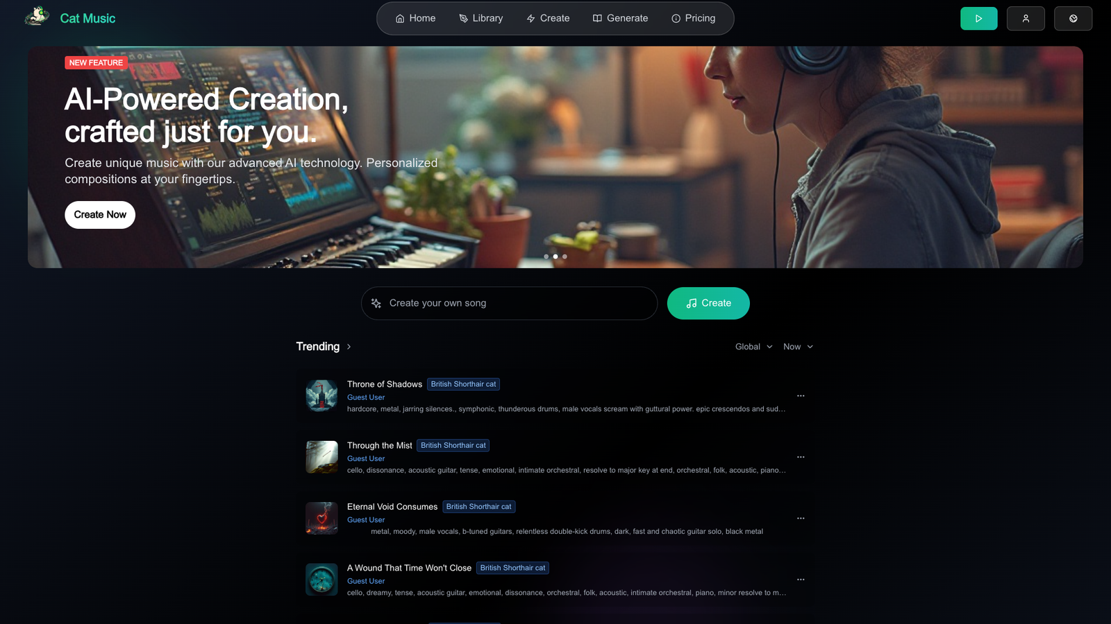 Cat Music — интерфейс нейросети Cat Music — интерфейс нейросети