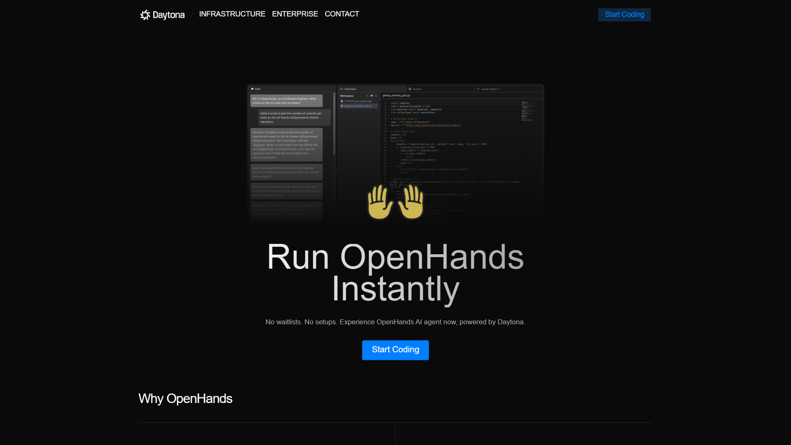 OpenHands + Daytona — интерфейс нейросети OpenHands + Daytona — интерфейс нейросети