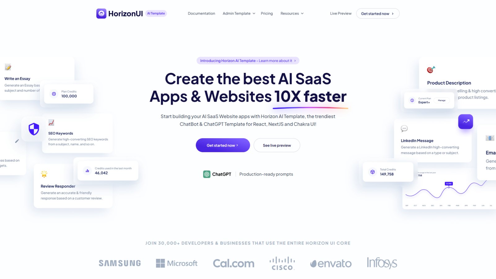Horizon AI Template нейросеть Главная страница