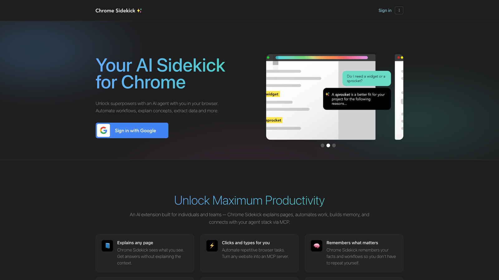 Chrome Sidekick — интерфейс нейросети Chrome Sidekick — интерфейс нейросети