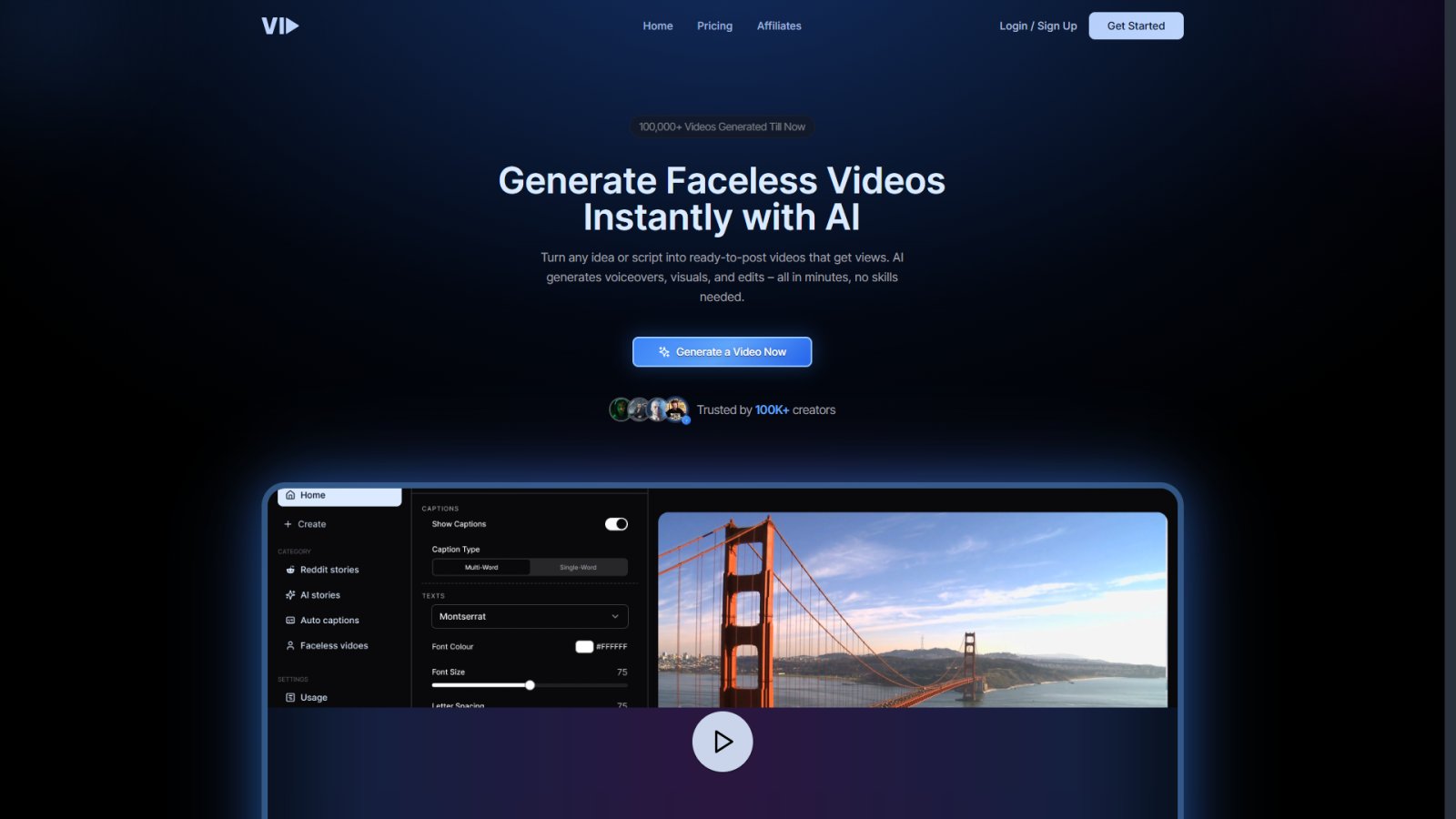 Vid.AI нейросеть Главная страница Vid.AI нейросеть Главная страница