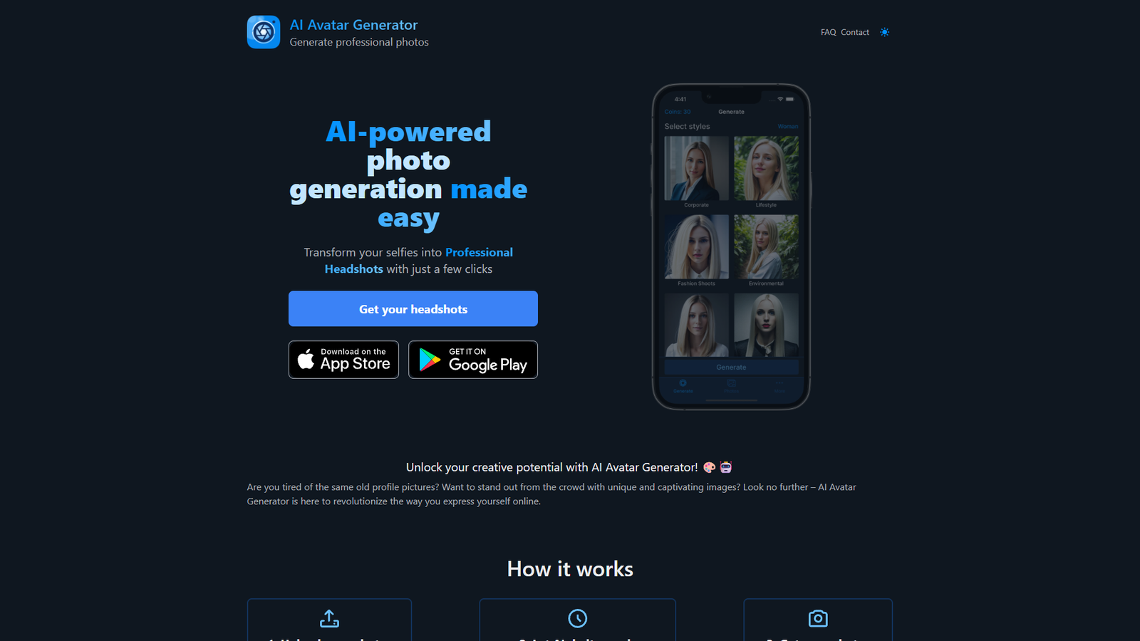 AI Avatar Generator — интерфейс нейросети AI Avatar Generator — интерфейс нейросети