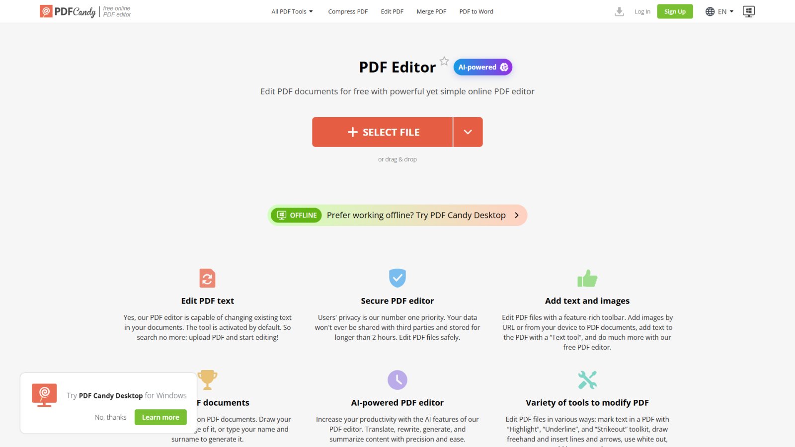 PDF Editor нейросеть Главная страница