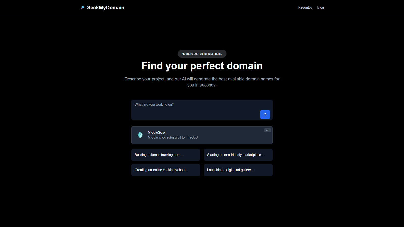 SeekMyDomain — интерфейс нейросети SeekMyDomain — интерфейс нейросети