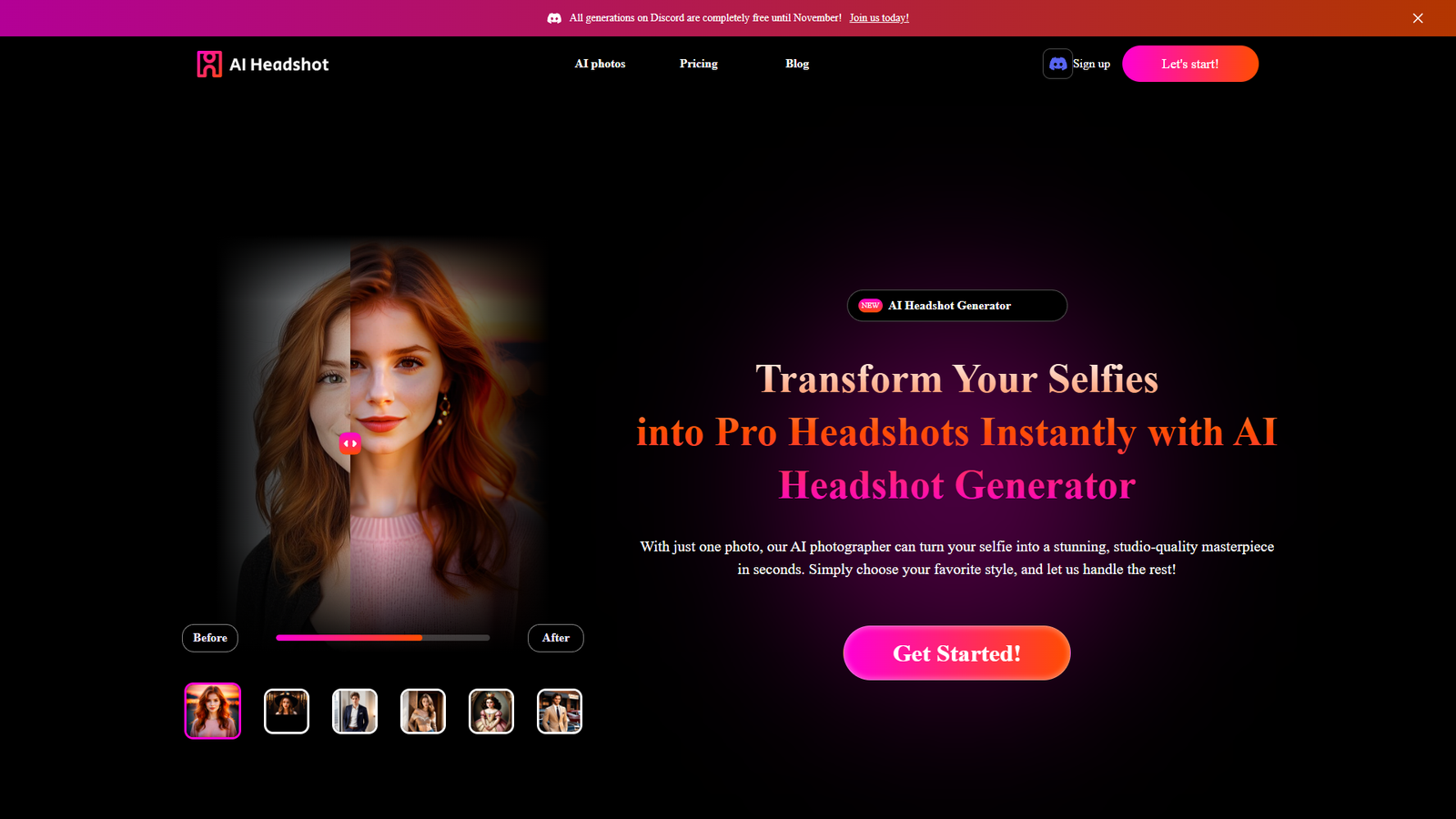 AI Headshot Generator — интерфейс нейросети AI Headshot Generator — интерфейс нейросети