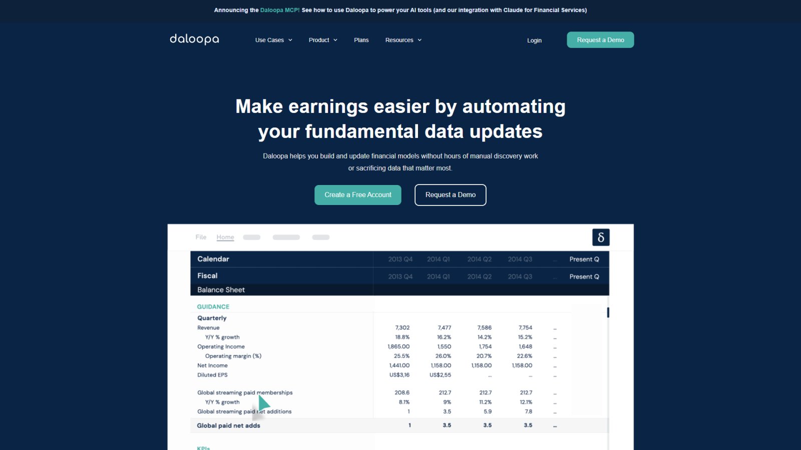 Daloopa нейросеть Главная страница