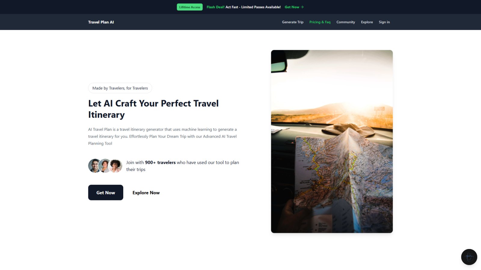 Travel Plan AI нейросеть Главная страница