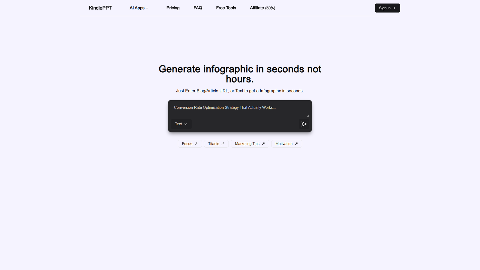 KindlePPT Infographic Generator — интерфейс нейросети KindlePPT Infographic Generator — интерфейс нейросети