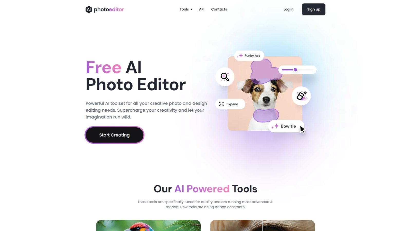 Photo Editor AI нейросеть Главная страница