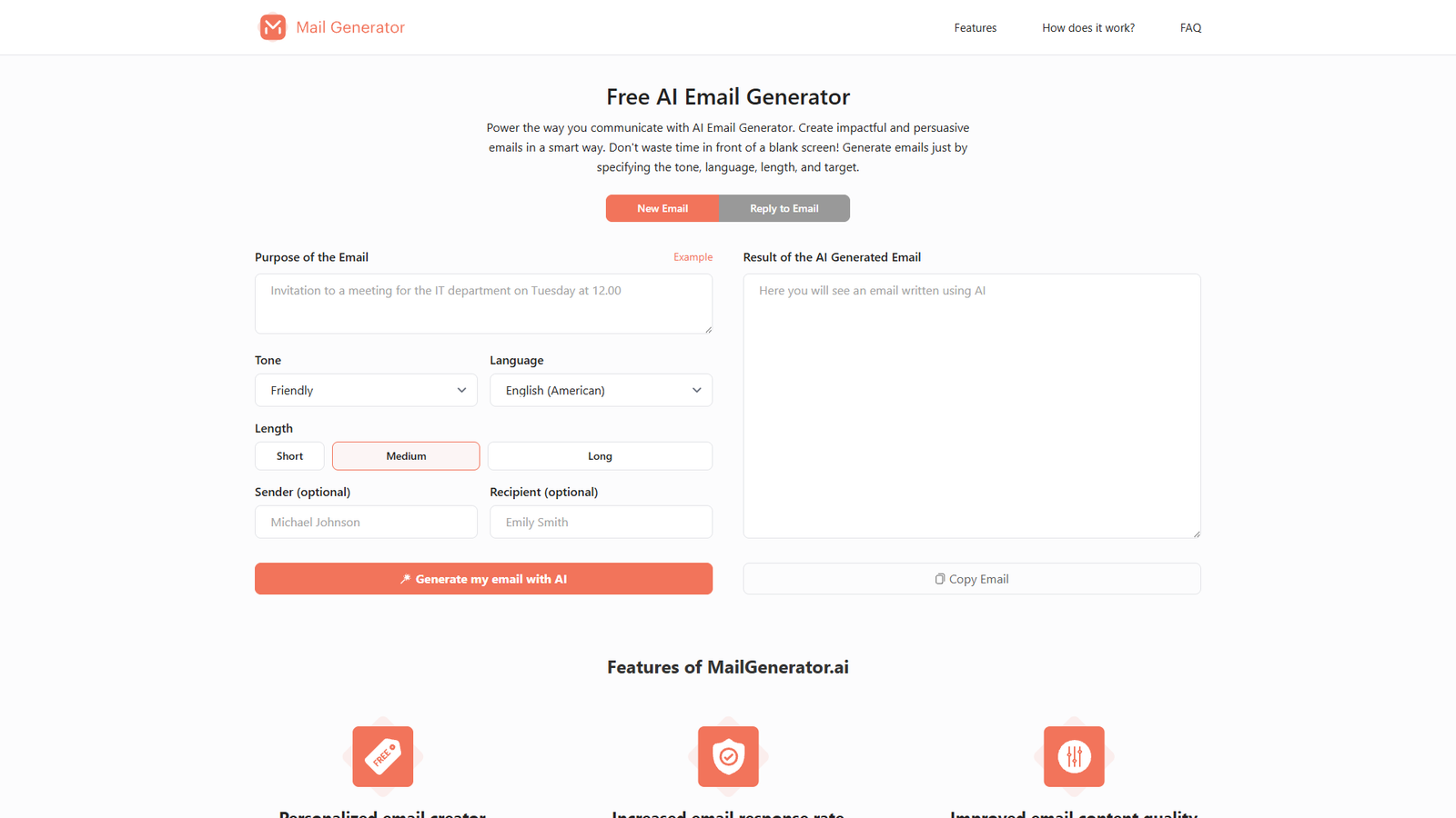 MailGenerator.ai — интерфейс нейросети MailGenerator.ai — интерфейс нейросети