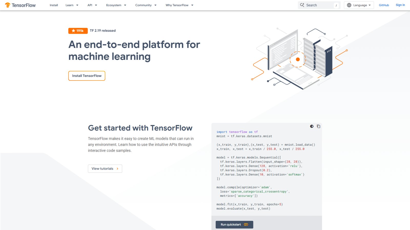 TensorFlow нейросеть Главная страница