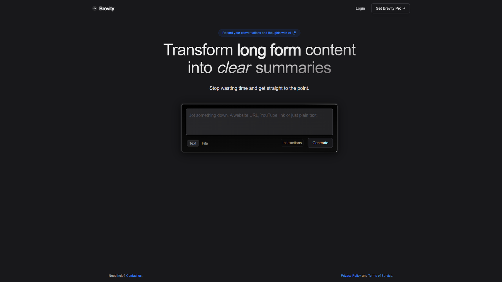Brevity — интерфейс нейросети Brevity — интерфейс нейросети