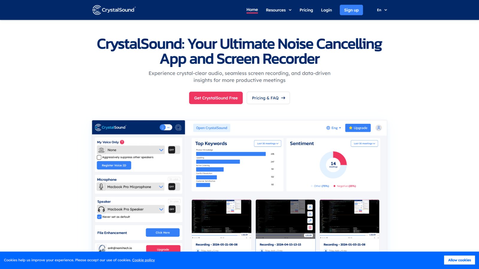 CrystalSound нейросеть Главная страница