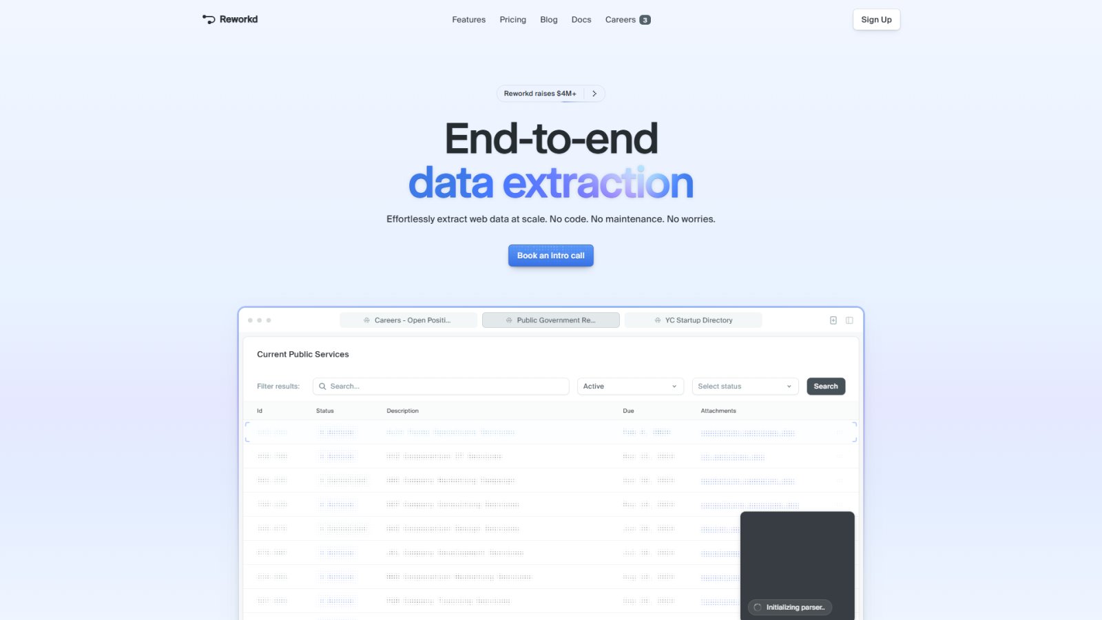 Reworkd нейросеть Главная страница