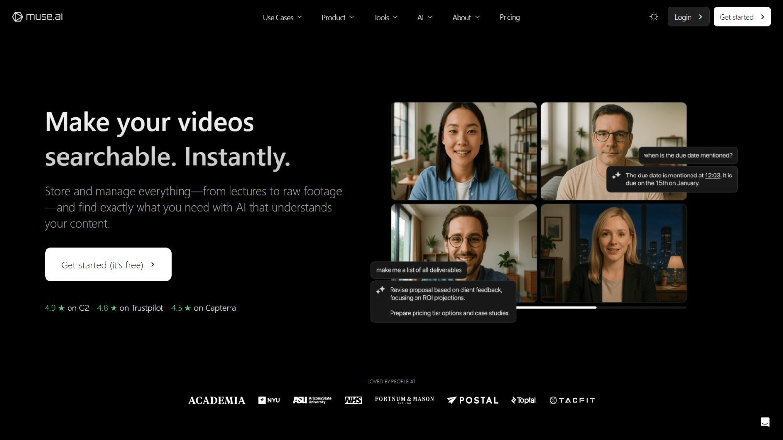 Muse.ai нейросеть Главная страница