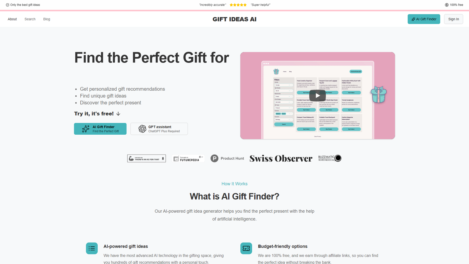 Gift Ideas AI — интерфейс нейросети Gift Ideas AI — интерфейс нейросети