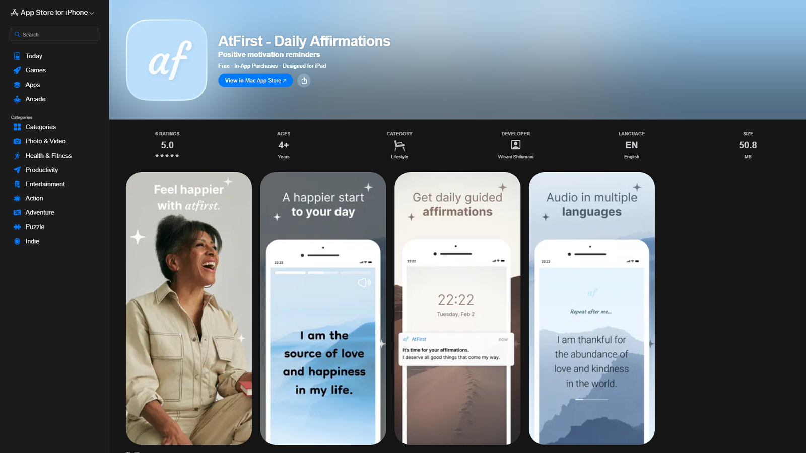 AtFirst - Daily Affirmations — интерфейс нейросети AtFirst - Daily Affirmations — интерфейс нейросети