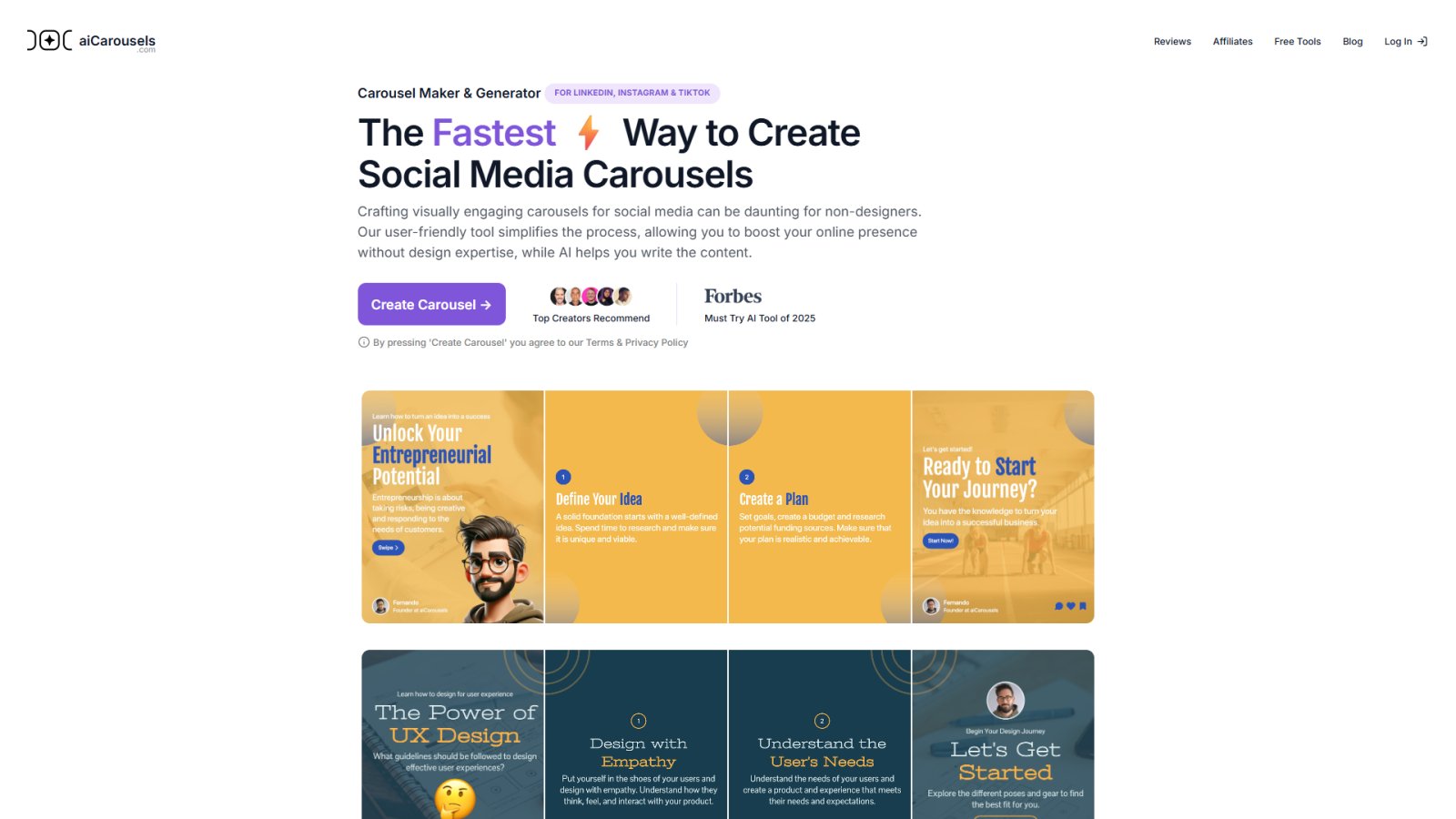 AICarousels нейросеть Главная страница